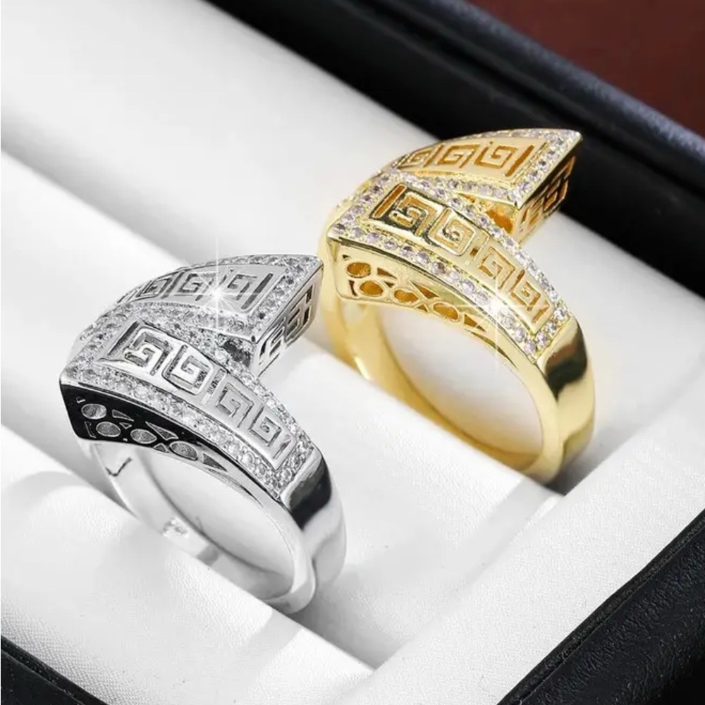 Greek Key Geometric Rings Exquisite Unisex Rings, Elegant Comfortable & Snug Fit